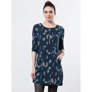 Mata Traders Dress Geometric Print Lagenlook Organic Cotton Boho Blue Size S